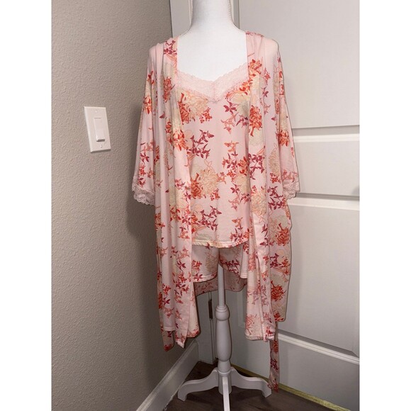 3 pc Set by Flora Nikrooz  size L pajamas Robe lingerie - Picture 11 of 11